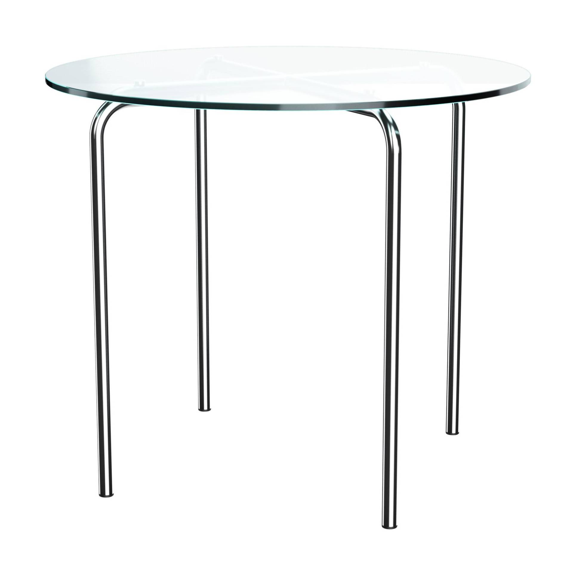 Thonet - MR 515 Beistelltisch - transparent/Klarglas/H 60cm/Ø 70cm/Kunststoffgleiter schwarz/Gestell Stahlrohr vechromt von Thonet