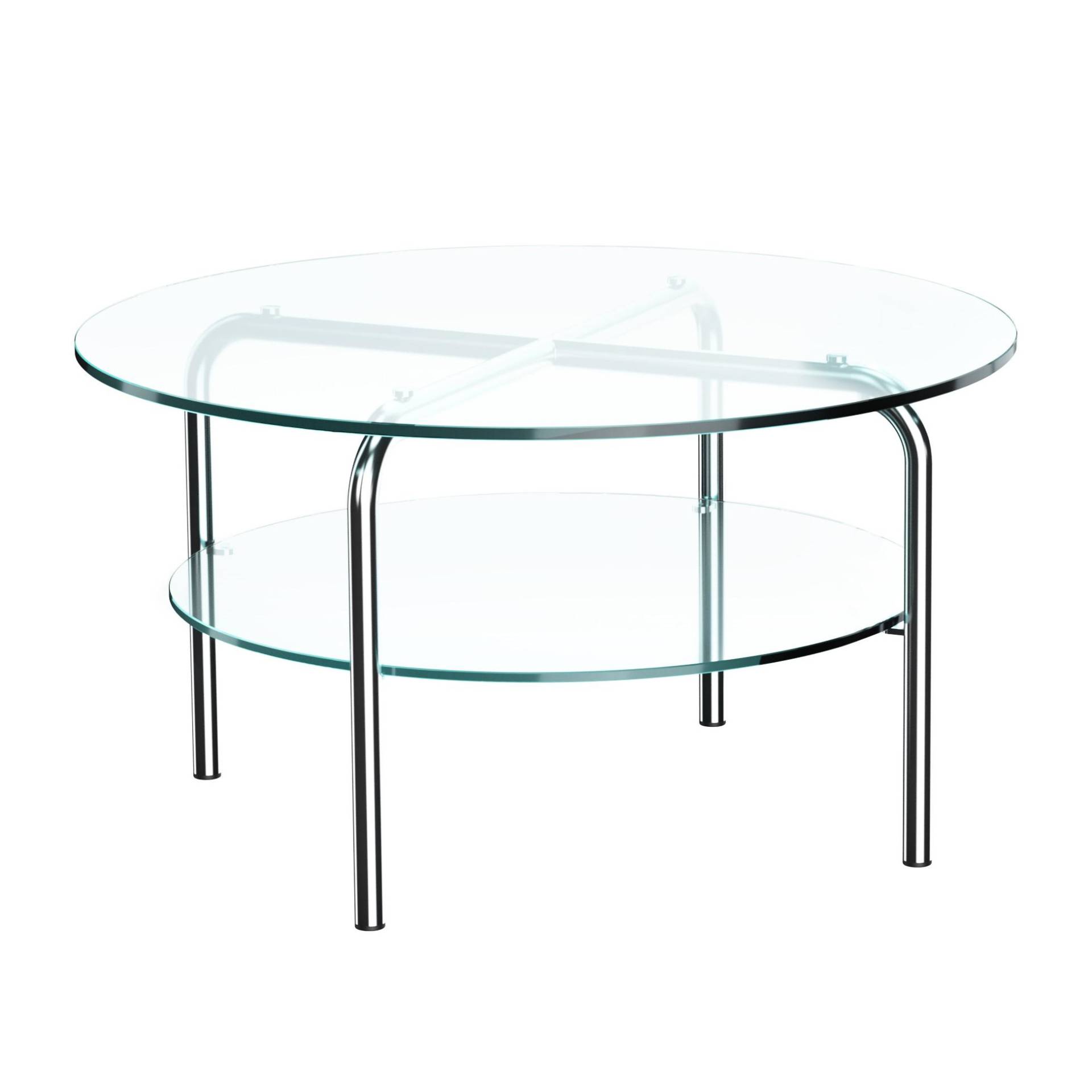 Thonet - MR 516/1 Beistelltisch - transparent/Klarglas/zusätzliche Glasplatte/H 38cm/Ø 70cm/Kunststoffgleiter schwarz/Gestell Stahlrohr vechromt von Thonet