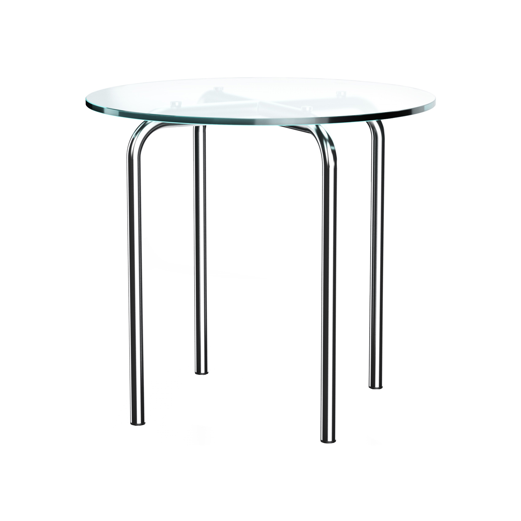 Thonet - MR 517 Beistelltisch - transparent/Klarglas/H 46cm/Ø 50cm/Kunststoffgleiter schwarz/Gestell Stahlrohr vechromt von Thonet