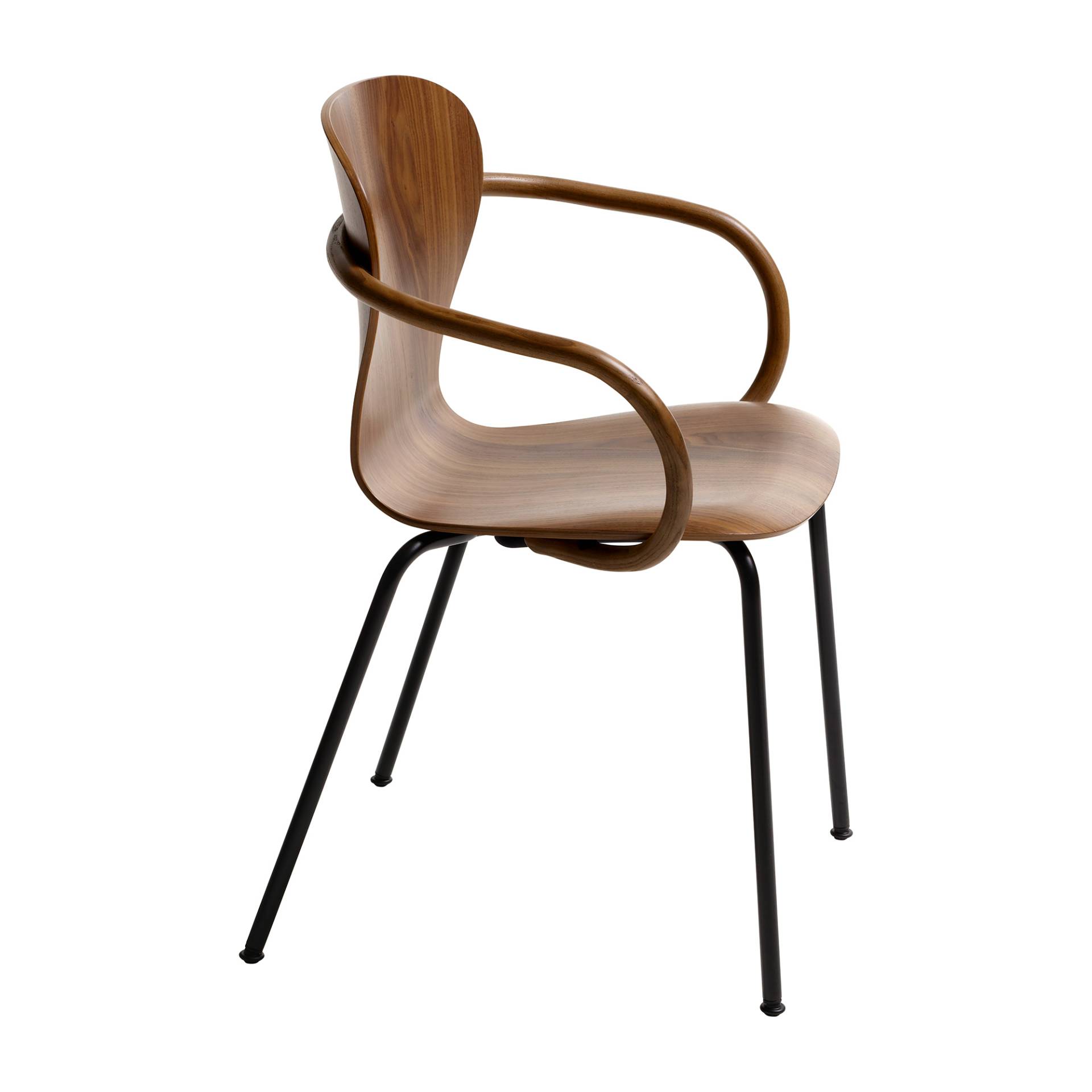 Thonet - S 220 F Armlehnstuhl - nussbaum/klar lackiert/BxHxT 57x81x54cm/Gestell Stahl schwarz RAL 9005 pulverbeschichtet von Thonet