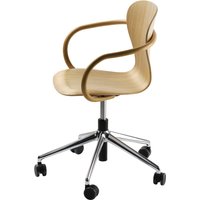 Thonet - S 220 FDRW Drehstuhl mit Rollen, Eiche / Gestell Aluminium poliert von Thonet