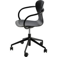 Thonet - S 220 FDRW Drehstuhl mit Rollen, Eiche schwarz / Gestell Aluminium schwarz von Thonet