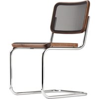 Thonet - S 32 N Stuhl, Chrom / Nussbaum geölt / Netzbespannung schwarz (Pure Materials) von Thonet
