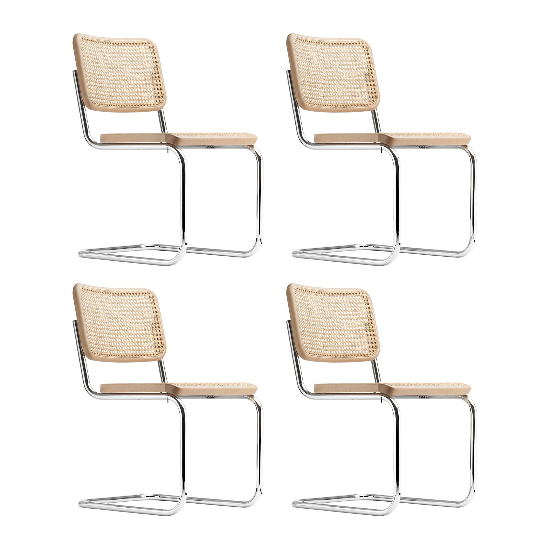 Thonet - S 32 V Freischwinger Stuhl mit Rohrgeflecht 4er Set - buche natur TP 17/Rohrgeflecht mit Netzverstärkung/Holzteil Buche natur TP 17 gebeizt/G von Thonet