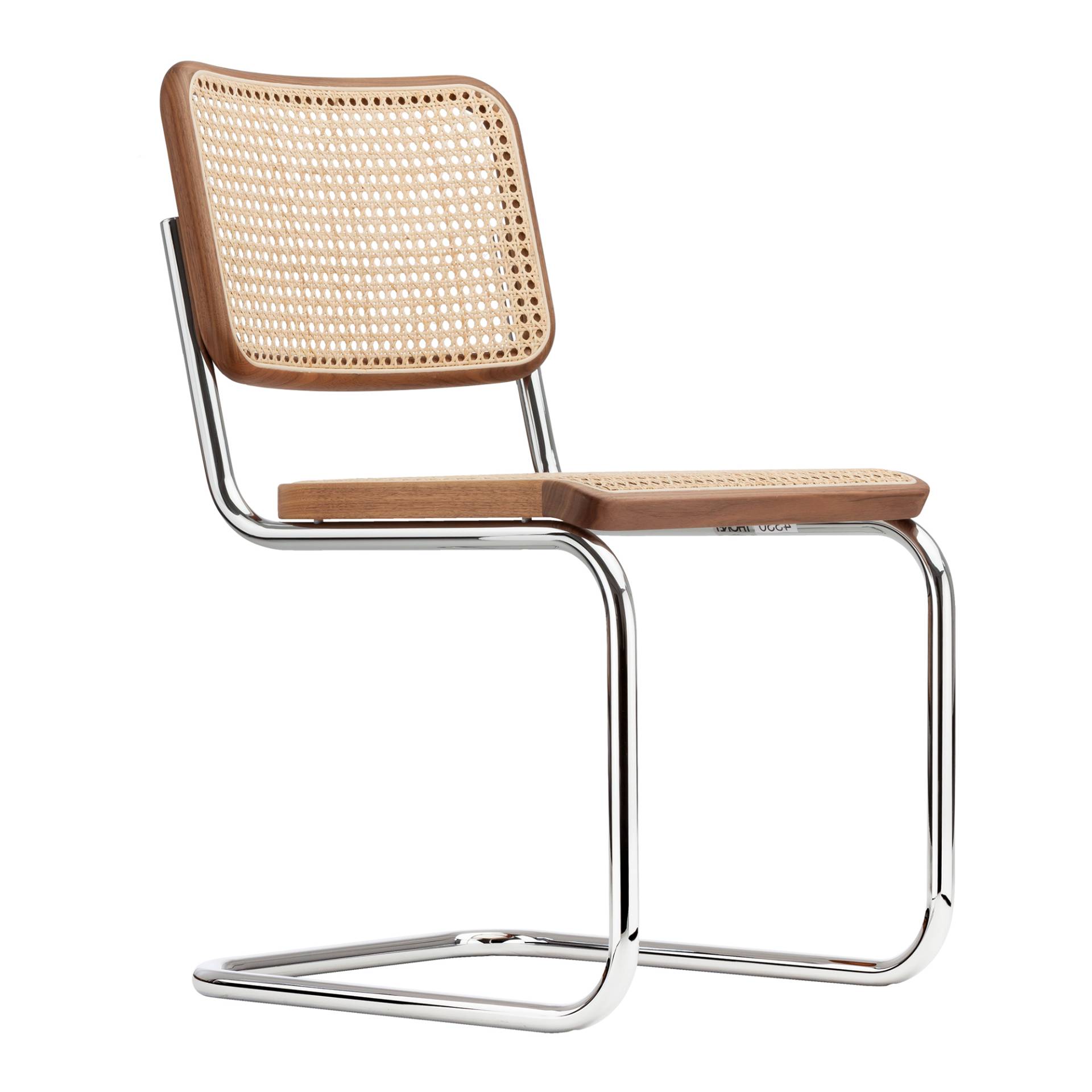 Thonet - S 32 V Pure Materials Freischwinger Rohrgeflecht - nussbaum/Rohrgeflecht mit Netzverstärkung/Holzteil Nussbaum natur lackiert/Gestell Stahlro von Thonet