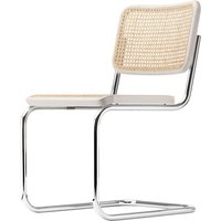 Thonet - S 32 V Stuhl, Chrom / Buche weiß lasiert (TP 200) / Rohrgeflecht mit Stützgewebe von Thonet