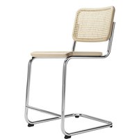 Thonet - S 32 VHT Barstuhl SH 64 cm, Chrom / Buche natur / Rohrgeflecht mit Stützgewebe von Thonet