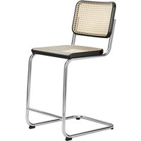 Thonet - S 32 VHT Barstuhl SH 64 cm, Chrom / Buche schwarz gebeizt / Rohrgeflecht mit Stützgewebe von Thonet