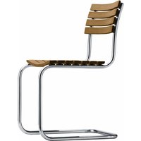 Thonet - S 40 Outdoor Stuhl, Gestell Edelstahlrundrohr / Sitz und Rücken Iroko geölt von Thonet