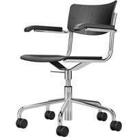 Thonet - S 43 FDR Bürostuhl mit Armlehnen, Chrom / Buche schwarz gebeizt von Thonet