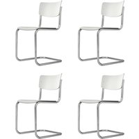 Thonet - S 43 Freischwinger, Chrom / weiß lasiert TP 200 (4er-Set) von Thonet