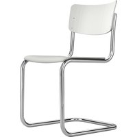 Thonet - S 43 Freischwinger, Chrom / weiß lasiert TP 200 von Thonet