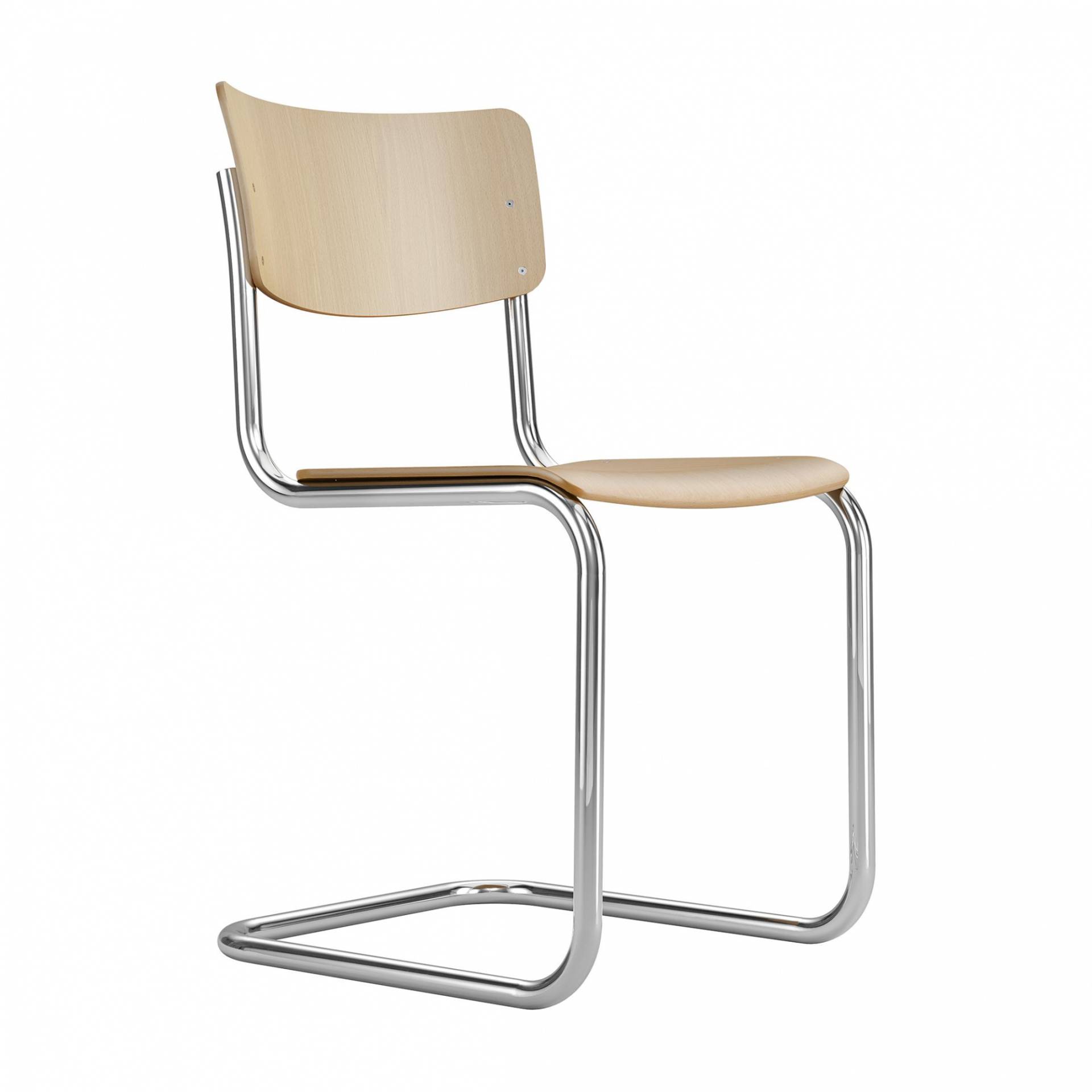 Thonet - S 43 Freischwinger Stuhl - buche natur TP 17/Buche gebeizt/BxHxT 44x82x52cm/Gestell Stahlrohr vechromt von Thonet