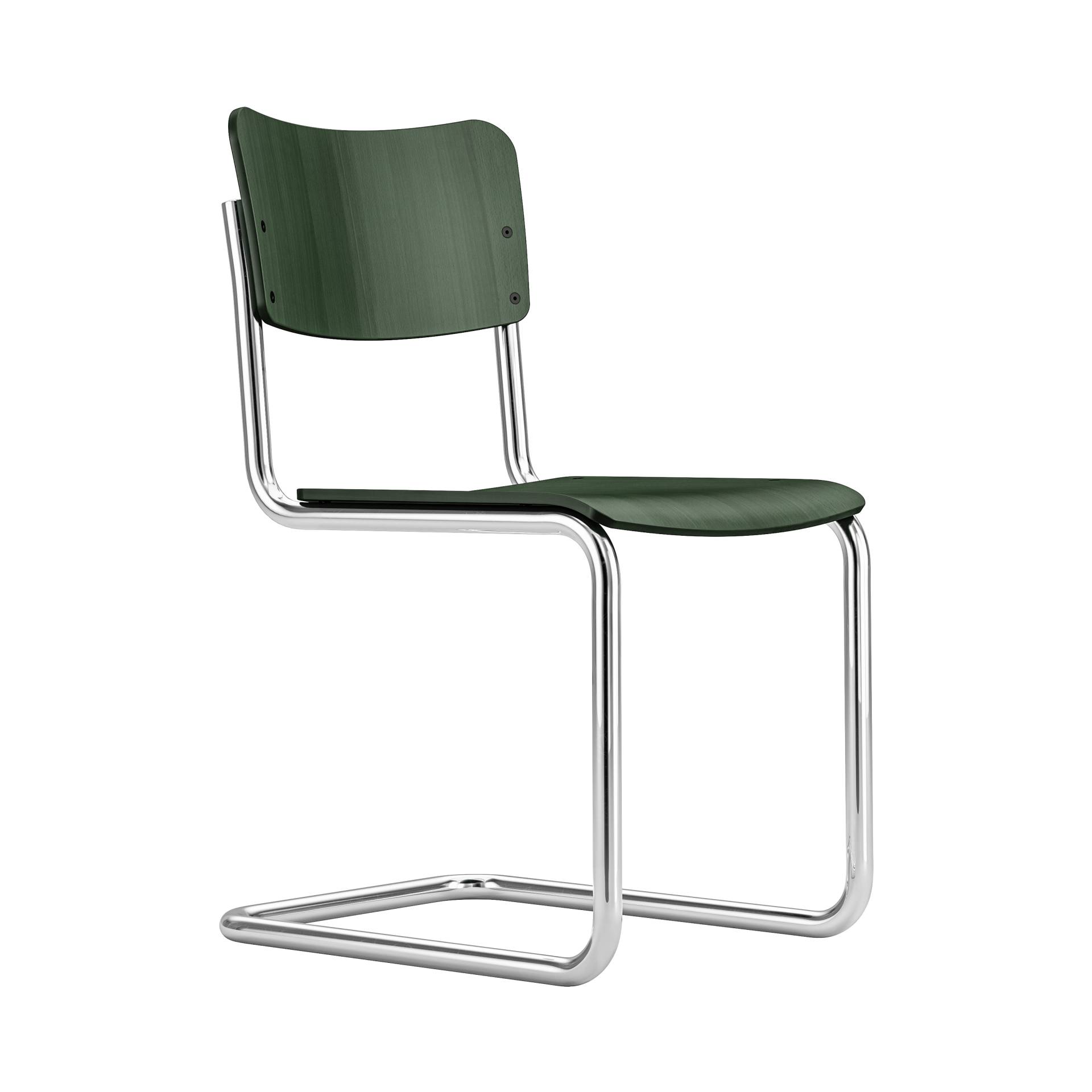 Thonet - S 43 K Freischwinger Kinderstuhl - smaragdgrün TP 169/gebeizt/BxHxT 31x61x41cm/Gestell Stahlrohr vechromt von Thonet