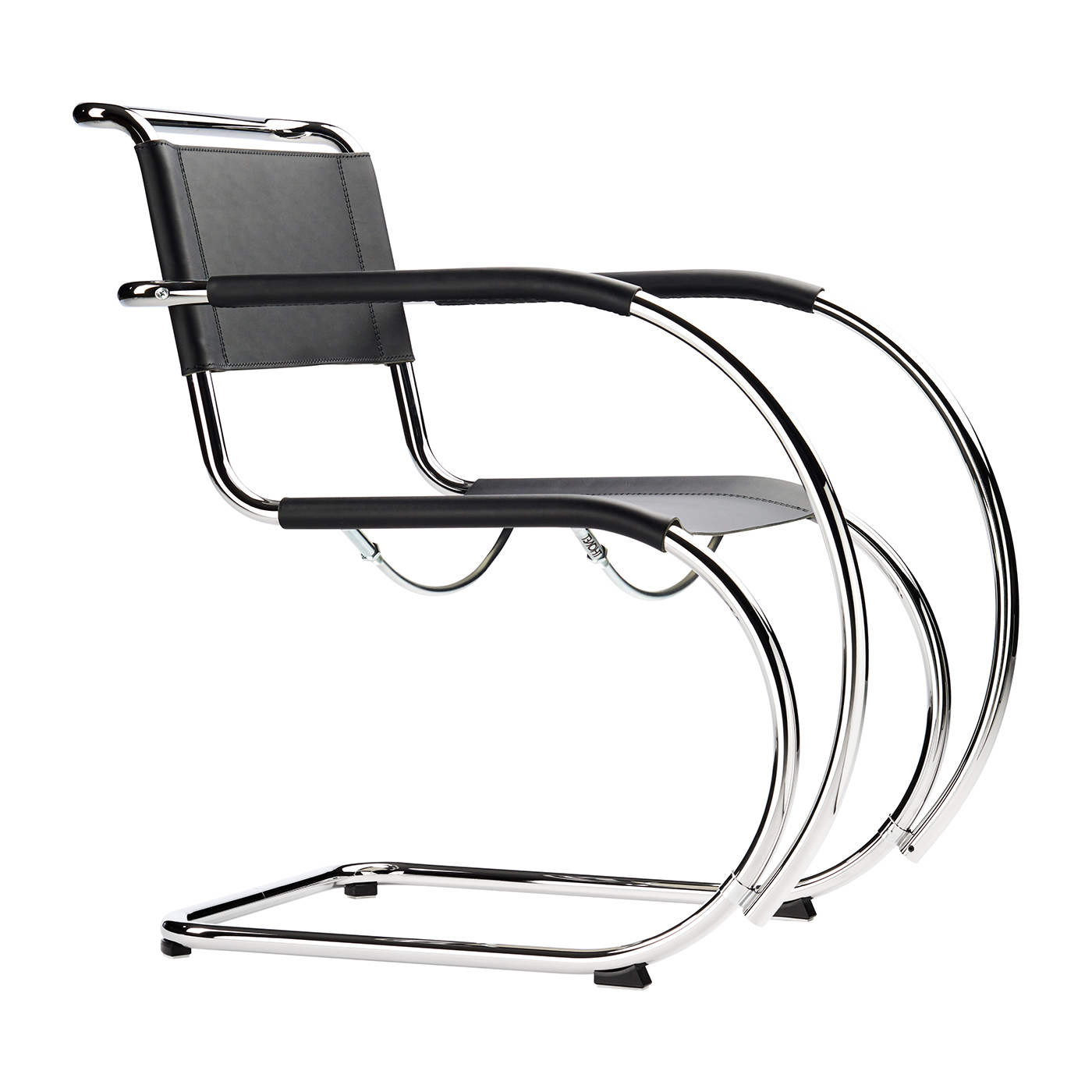 Thonet - S 533 LF Freischwinger Armlehnstuhl - schwarz/Kernleder/BxHxT 55x82x84cm/Gestell Stahlrohr vechromt von Thonet