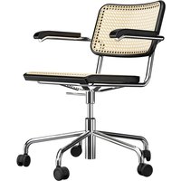 Thonet - S 64 VDR Drehsessel, Chrom / Buche schwarz gebeizt (TP 29) / Rohrgeflecht mit Kunststoffstützgewebe von Thonet