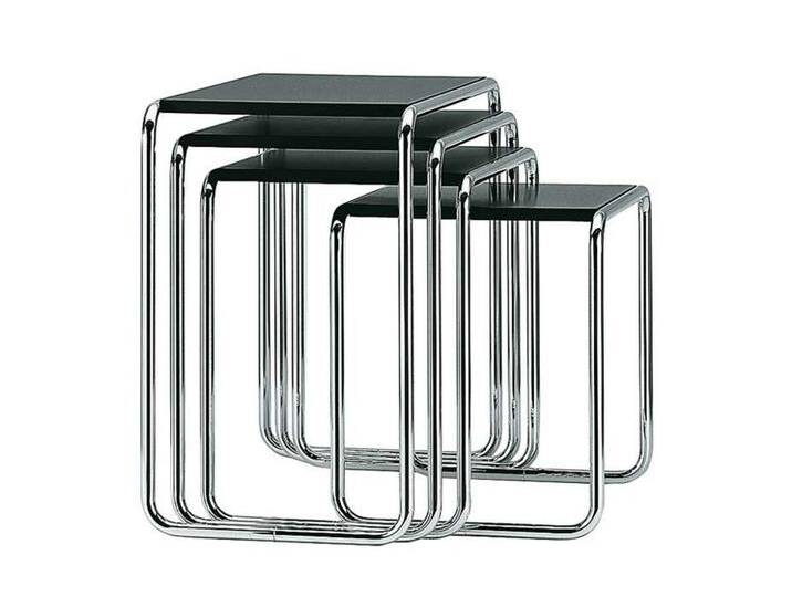 Thonet Satz-Tisch B9 schwarz, Designer Marcel Breuer, 60x45-66x39 cm von Thonet