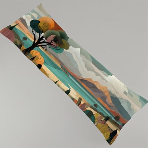 Kissenbezug 60x180 cm Abstrakt 1er Set Seitenschläferkissen Bezug 60 x 180 cm, Beidseitiger Druck Landschaft Muster Body Pillow Samt Side Sleeper Pillow Case mit Reißverschluss Langes Kissen Y4-145 von Thooaixy