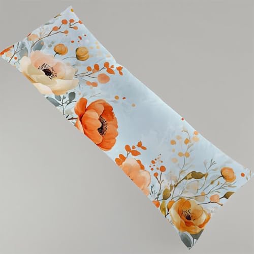 Seitenschläferkissen Bezug 120 x 40 cm Lichtfarbe Kissenbezug Blume Schwangerschafts Kissen, Leinen Kopfkissenbezug Verdecktem Zip Lang Pillow Case Atmungsaktiv Weich Seitenschläfer Body Pillow Y4-112 von Thooaixy