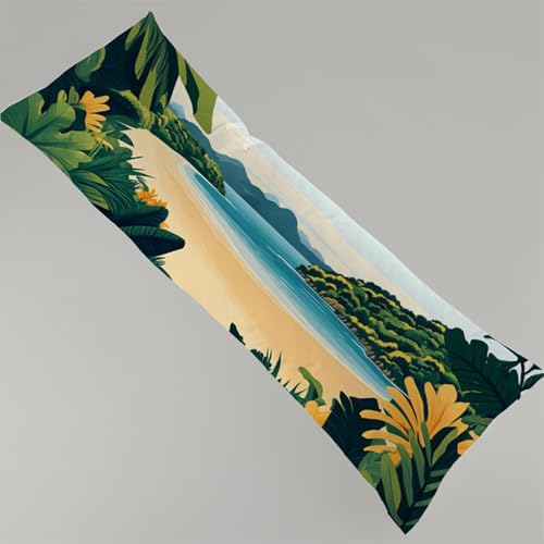 Seitenschläferkissen Bezug 180 x 60 cm Tropisch Kissenbezug Landschaft Schwangerschafts Kissen, Leinen Kopfkissenbezug Verdecktem Zip Lang Pillow Case Atmungsaktiv Seitenschläfer Body Pillow Y4-146 Seitenschläferkissen Bezug 180 x 60 cm Tropisch Kissenbezug Landschaft Schwangerschafts Kissen, Leinen Kopfkissenbezug Verdecktem Zip Lang Pillow Case Atmungsaktiv Seitenschläfer Body Pillow Y4-146 von Thooaixy