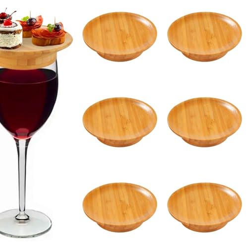 Thoquene 6 Stück Weinglas Topper Holz, Charcuterie-Brettaufsatz für Familienessen Thoquene 6 Stück Weinglas Topper Holz, Charcuterie-Brettaufsatz für Familienessen von Thoquene