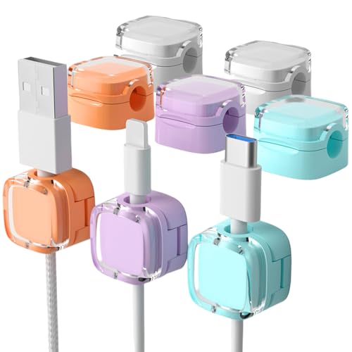 Thoquene 8 Stück Magnetic Cable Clips, Kabelhalter Selbstklebend, Magnetische Schreibtisch Kabelclips von Thoquene