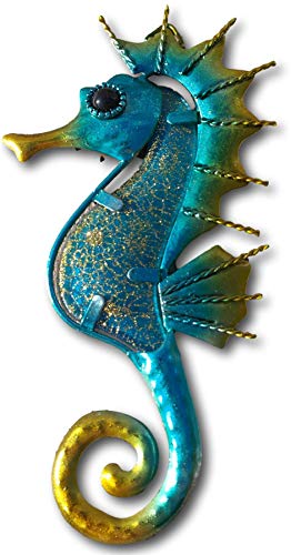 Thorness Wandschild mit Seepferdchen-Motiv, Metall und Glas von Thorness