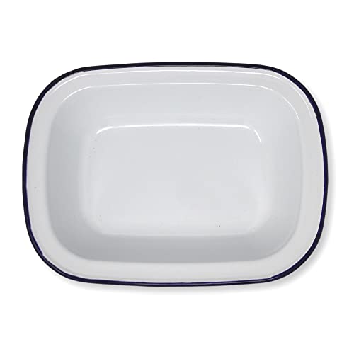Thorness Weißer Emaille-Blaue Kante-Oval Pudding Pie Ofen Tin Dish 20CM von Thorness