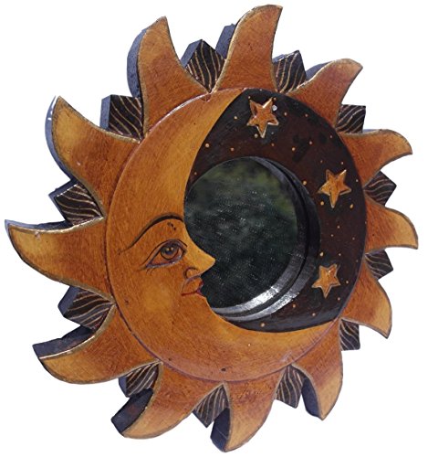 Thorness Wooden Sun and Moon Wall Hanging Decorative Mirror von Thorness