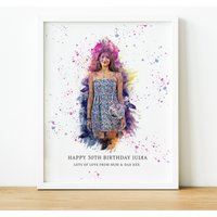 Aquarell Portrait Nach Fotodruck, Personalisiertes Geschenk Zum 30. Geburtstag Für Frauen, Einzigartiges 21. Beste Freundin von ThoughtfulKeepsakeCo