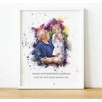 Aquarell Portrait Nach Fotodruck Vatertagsgeschenk, Personalisierte Geburtstagsgeschenke Für Papa & Oma, Einzigartige Adoptionsgeschenke von ThoughtfulKeepsakeCo