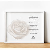 Benutzerdefiniertes Gedicht Druck Trauerfall Geschenk, Personalisierte Weiße Rose Wandkunst Erinnerungsgeschenk Für Den Verlust Eines Geliebten von ThoughtfulKeepsakeCo