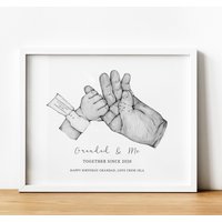 Personalisierte Opa & Kind Wandkunst, Familie Handdruck Vatertag Geschenke, Stammbaum Print Geburtstagsgeschenk Für Vom Baby von ThoughtfulKeepsakeCo
