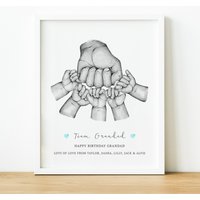 Personalisierte Team Grandad & Me Hand Illustration Print, Vatertagsgeschenk Von Kindern, Einzigartige Opa Geschenke Zum Geburtstag Enkelkindern von ThoughtfulKeepsakeCo