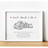 Personalisierter Onkel & Ich Druck, Hand Illustration Wand Kunst Nachdenklich Geschenk, Handabdrücke Geburtstag Geschenk Für Von Nichte Oder Neffe von ThoughtfulKeepsakeCo