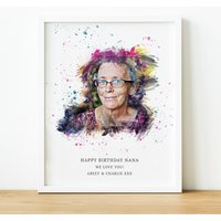Personalisiertes Aquarell Portrait Nach Fotodruck Muttertagsgeschenk, Personalisierte Geburtstagsgeschenke Für Mama & Oma, Einzigartige von ThoughtfulKeepsakeCo