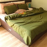 3 Stück Moosgrüne Weiche Baumwolle Bettbezug, Olivgrüne Boho Bettwäsche Set, Smaragdgrüne Trösterbezug von Threadconnect