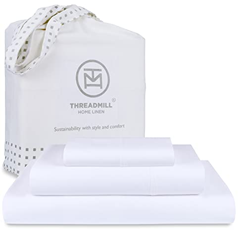 Threadmill Home Linen Twin Sheet – Reine langstapelige Baumwoll-Satin-Gewebe, 3-teiliges Bettwäsche-Set mit Fadenzahl 300, solide Hotel-Bettwäsche mit elastischer tiefer Tasche Threadmill Home Linen Twin Sheet – Reine langstapelige Baumwoll-Satin-Gewebe, 3-teiliges Bettwäsche-Set mit Fadenzahl 300, solide Hotel-Bettwäsche mit elastischer tiefer Tasche von Threadmill Home Linen