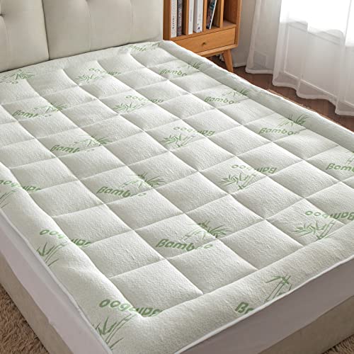 Premium Bambus-Matratzenauflage für Einzelbett, Matratzenschoner mit Oberschicht aus Bambus und Polyester-Jacquard-Stoff und Unterlage, gebürstetes Polyestergewebe von Threads For Bed