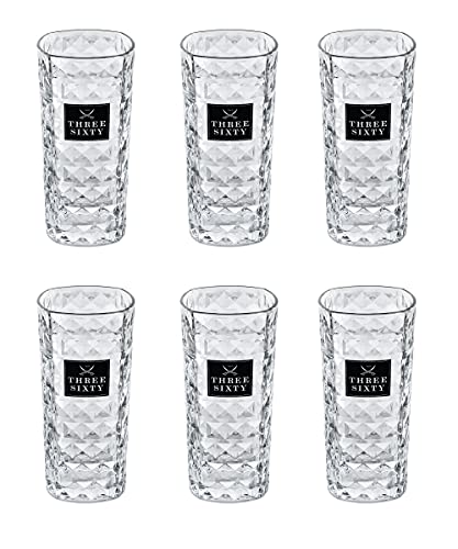 Three Sixty Vodka Longdrink Glas Gläserset eckig - 6x 0,3L geeicht von THREE SIXTY