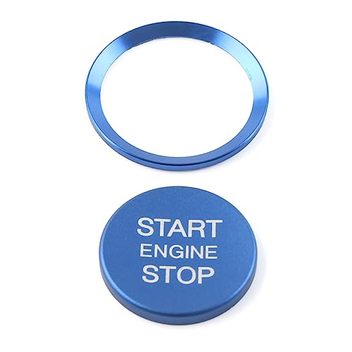 FSFY Auto Engine Start Stop Knobs Button Trim Push Control Knobs Button Ignition Control Trim Cover 1 Set für VW für TIGUAN Altas für Jetta CC Arteon Passat T-ROC für Touran Magotan Touareg Golf, Blau von Three T
