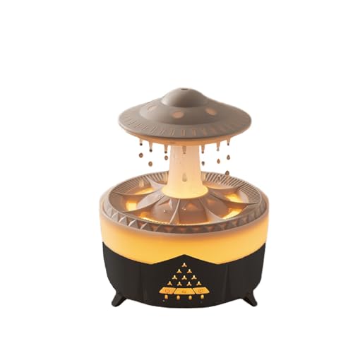 ThreeH 3-in-1 Regen Diffuser Luftbefeuchter mit 7 Farben Led 3 Timer für Schlafzimmer BüRo Leise äTherische öLe Aromatherapie, Schwarz von ThreeH