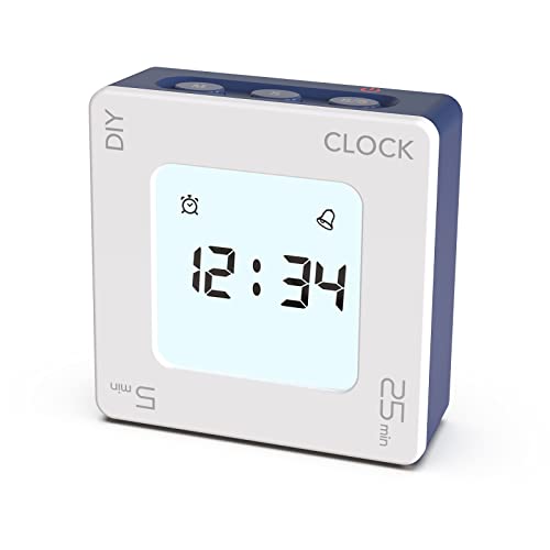 ThreeH Büro Timer mit Uhr 5, 25 Minuten und DIY Custom Set Time Preset Timer Einfache Bedienung Stiller Alarm für Arbeit Studium Meeting Lila von ThreeH