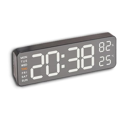 ThreeH Digital-Wanduhr mit 5 verstellbaren LED-Displays, Wecker 12/24 h, schwarz von ThreeH
