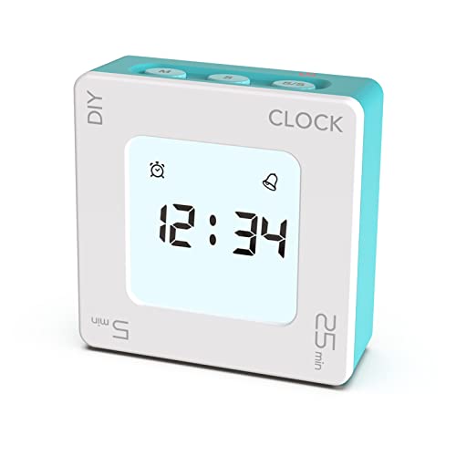 ThreeH Digitaler Wecker mit Schlummerfunktion Küchentimer Einfache Bedienung Flip Timer mit Stummschaltung Alarm Countdown Einstellung Blau von ThreeH