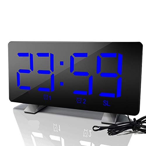 ThreeH Digitalwecker mit Radio (76.0MHZ-108.0MHZ) 2 Alarmeinstellungen USB-Anschluss zum Aufladen 4 einstellbare Helligkeit Snooze Digitaluhr für Kinder Erwachsene Blau von ThreeH