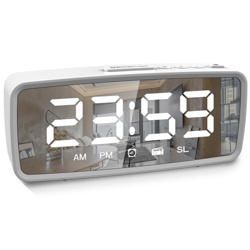 ThreeH Funkwecker Digitaler Wecker 2 Töne DIDIDI & Radio 15 Lautstärkestufen 2 Stromversorgungen Batterie & Kabel Auto-Off Radio 12/24 Stunden Modus Weiß von ThreeH
