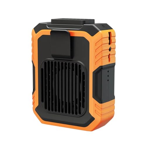 ThreeH Hüftclip-Ventilator leise 3 leistungsstarke Geschwindigkeitsstufen Flexibler Innen- und Außenclip Tragbarer Kühlventilator mit Taschenlampe Orange von ThreeH