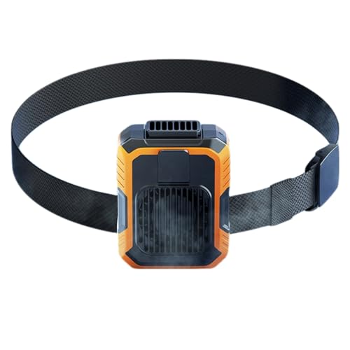 ThreeH Hüftventilator Geräuschloser Betrieb 3 Windgeschwindigkeiten Kompaktes Kühlgerät LED-Taschenlampe für Outdoor-Aktivitäten Orange von ThreeH