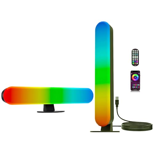 ThreeH Intelligente LED-Lichtleisten Doppel-LED-Ambiente-Lampen APP und Fernbedienung USB betrieben Farben Musik Sync für PC Zimmer Gaming TV Hintergrundbeleuchtung von ThreeH